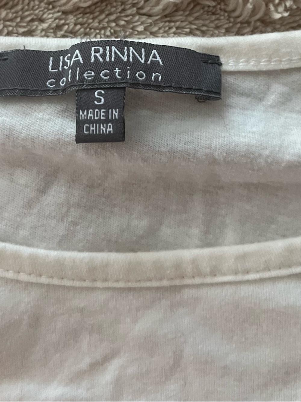 Lisa Rinna Collection Cream Draped Short-Sleeve Tee - Picture 2 of 4